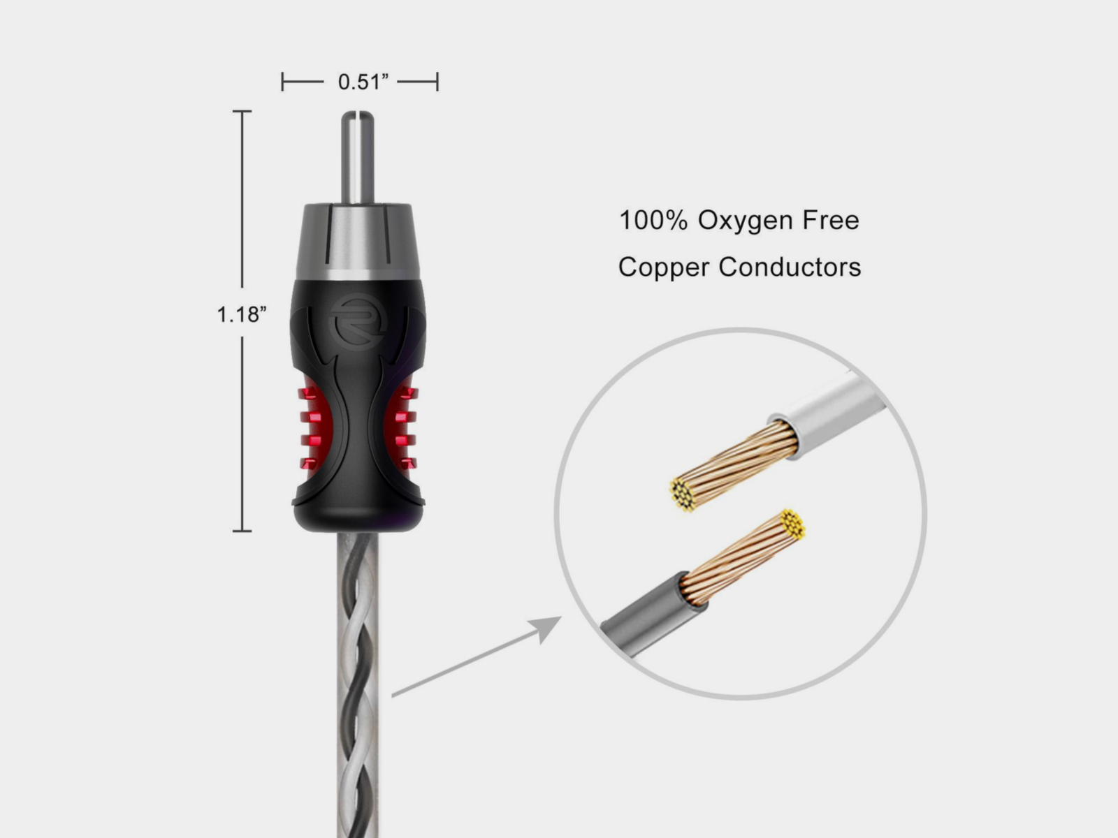 Recoil Premium OFC RCA Cinch Cable 2 Channel 510cm - Afbeelding 5