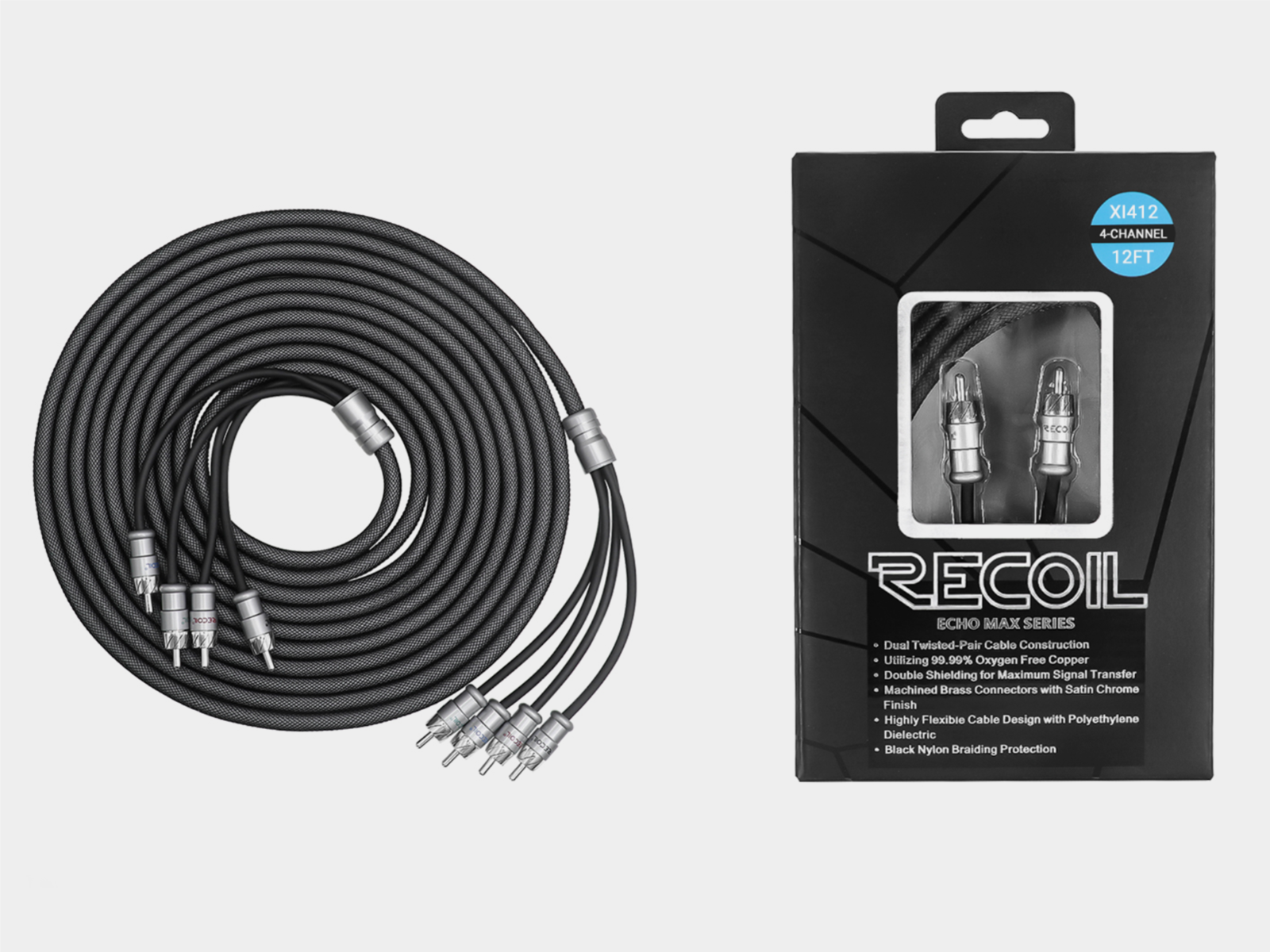 Recoil Echo Max Premium OFC RCA Cinch Cable 4 Channel 360cm - Afbeelding 2