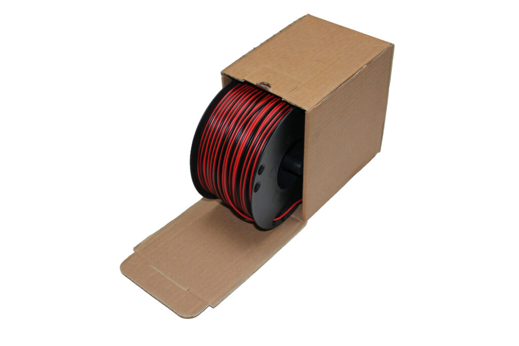 Luidspreker kabel 2 x 0,75 mm zwart / rood 100mtr haspel