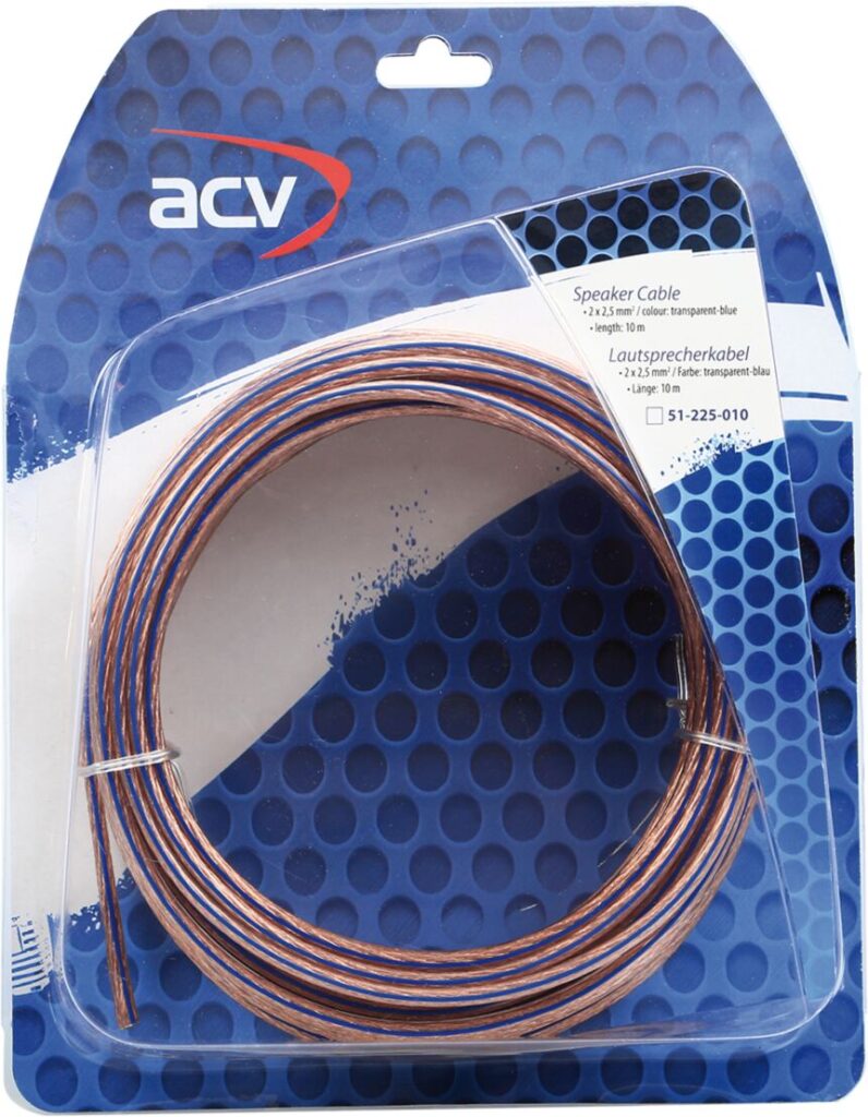 Luidspreker kabel 2 x 2,50 mm transparant  blauw 10m