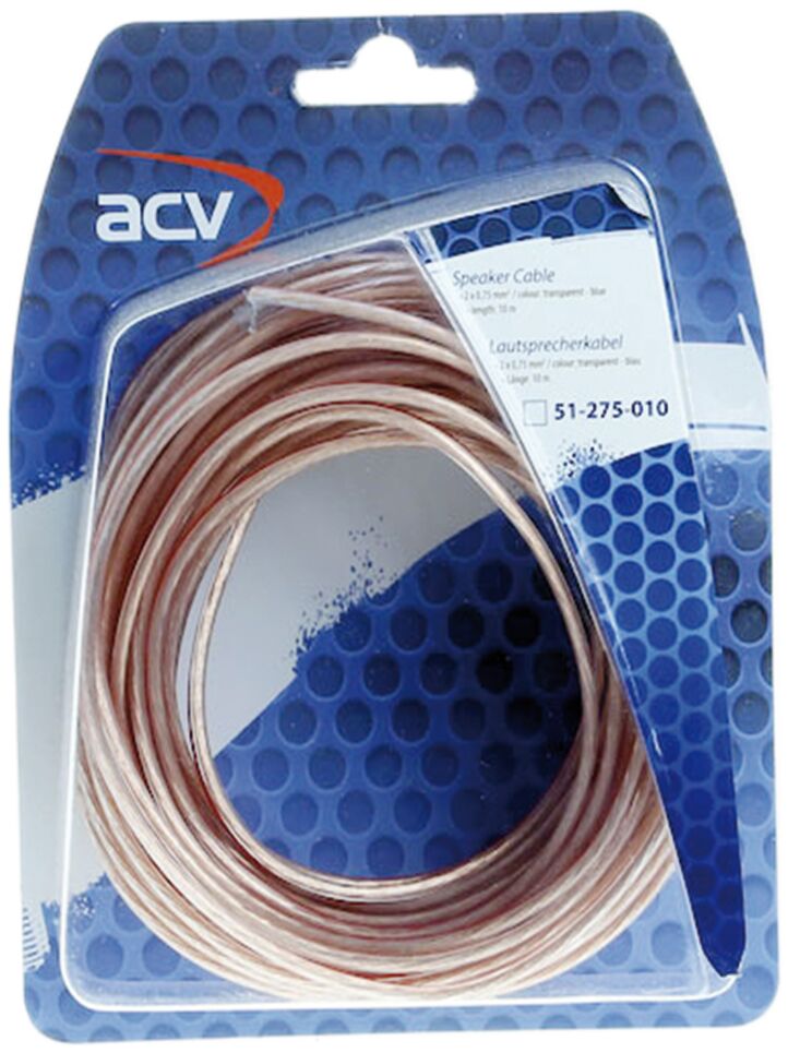 Luidspreker kabel 2 x 0,75 mm transparant blauw 10 Meter