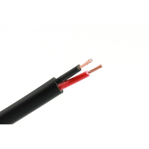 Meer aderige kabel 2x 1.5mm2 zwart - rood 50mtr rol, buitenhuls zwart, buiten diameter 6.1mm2