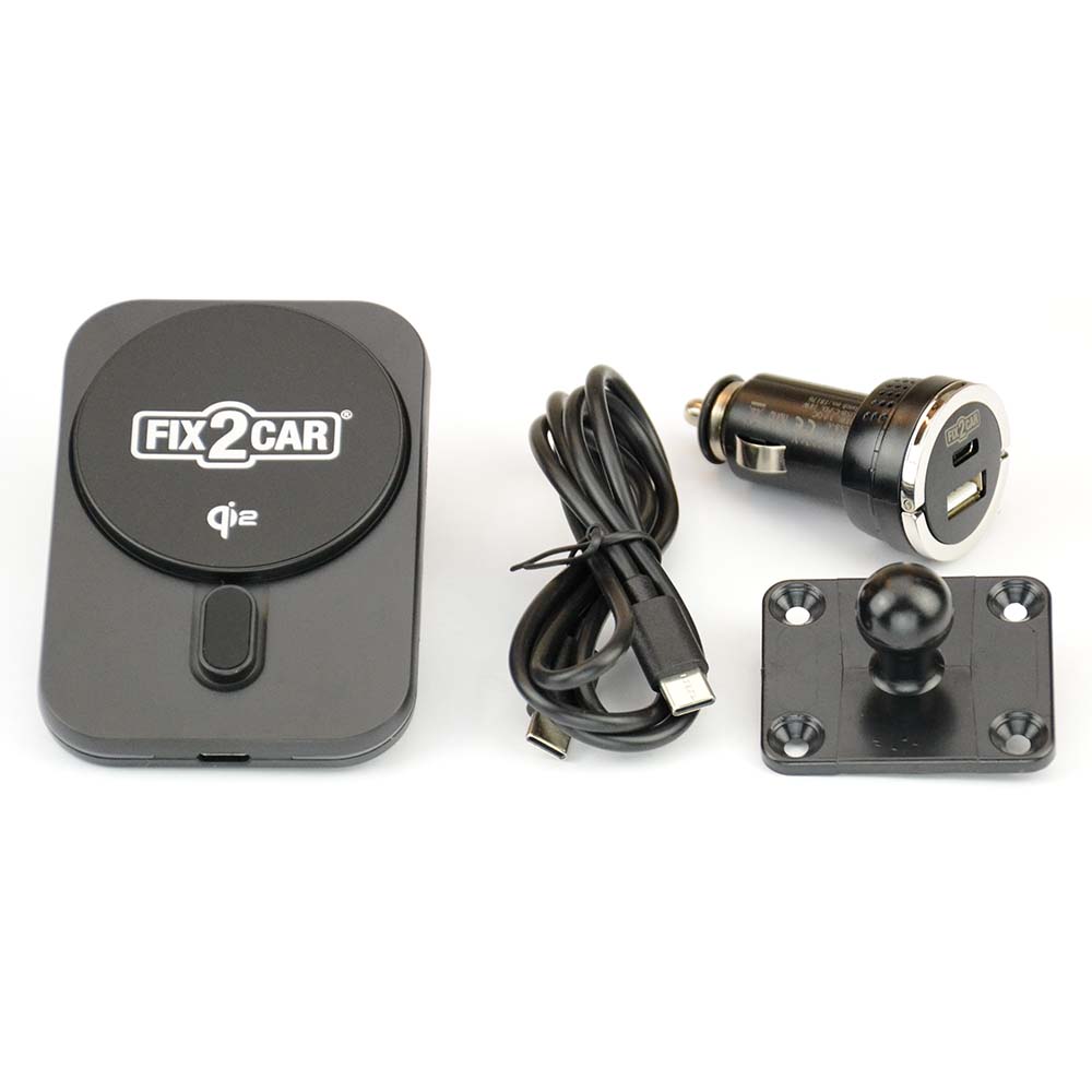 Fix2Car houder voor QI2 draadloos opladen voor Iphone 13/14/15/16, max 15W, met magnetische ring. - Afbeelding 3