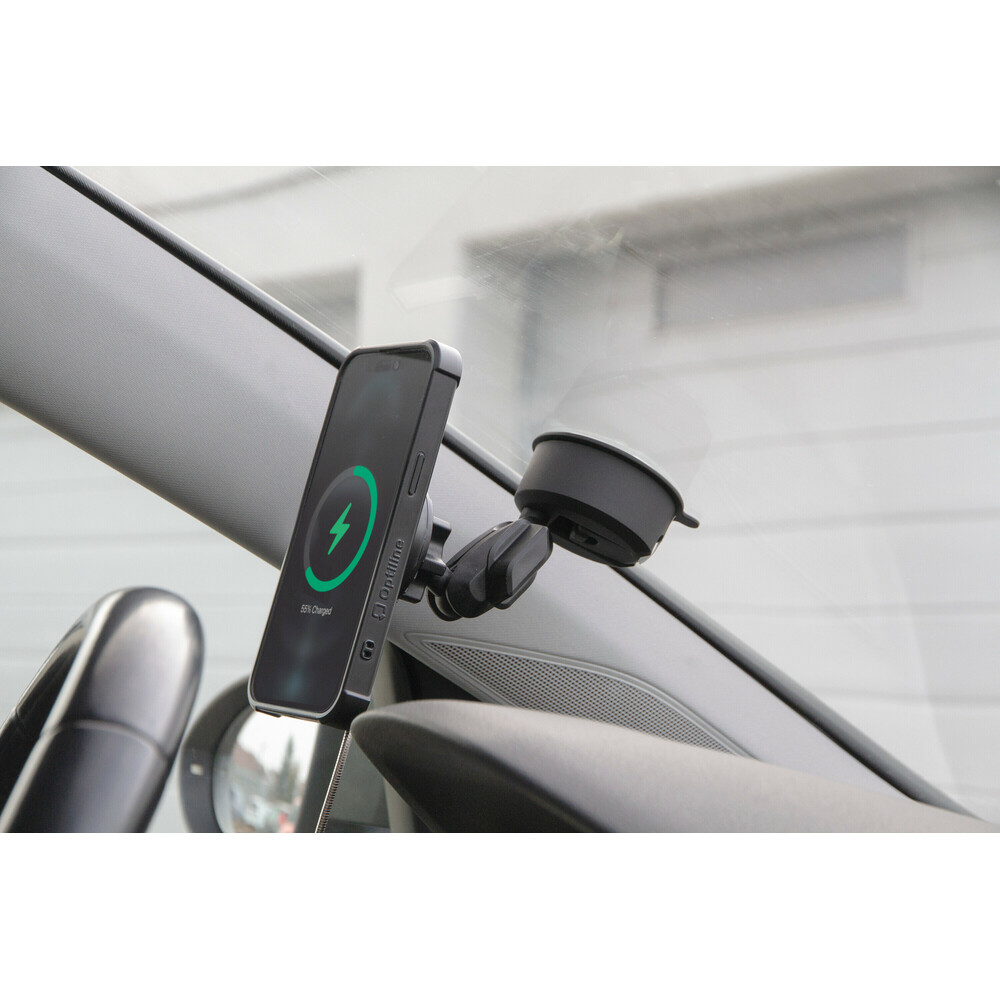 Optiline magnetische telefoonhouder met draadloos laden en zelfklevende zuignap 15W max, MagSafe - Afbeelding 2
