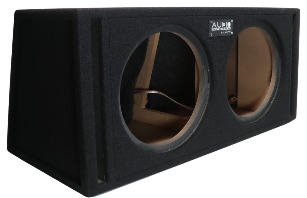 AUDIO SYSTEM Dubbele lege behuizing. Bassreflexbehuizing van 2x 42 Liter voor 2x 30 cm Bass