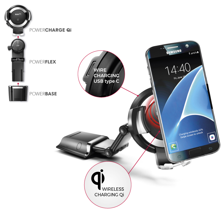 THB Powerkit Qi universele houder met draadloze oplader en usb aansluiting - Afbeelding 8