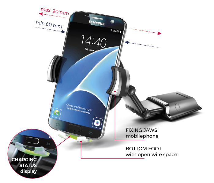 THB Powerkit Qi universele houder met draadloze oplader en usb aansluiting - Afbeelding 6