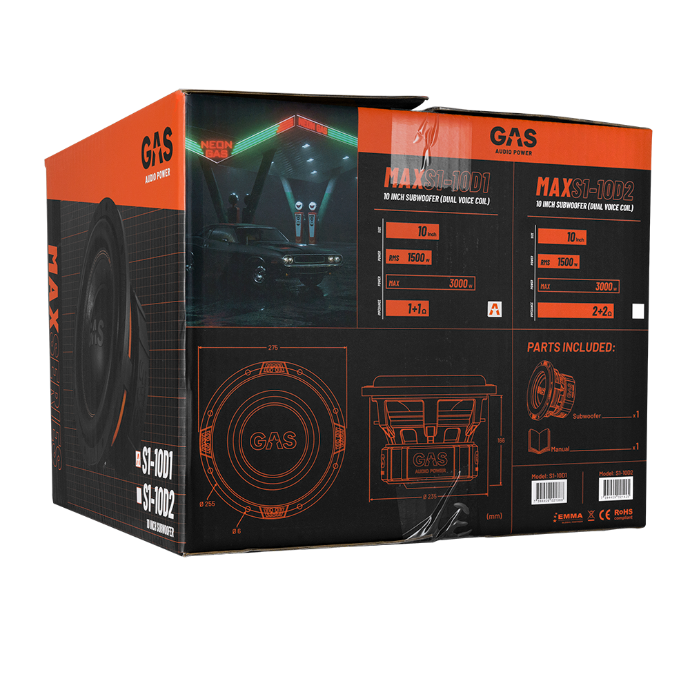 GAS MAX Level 2 Subwoofer 10" 2x1 Ohm - Afbeelding 5