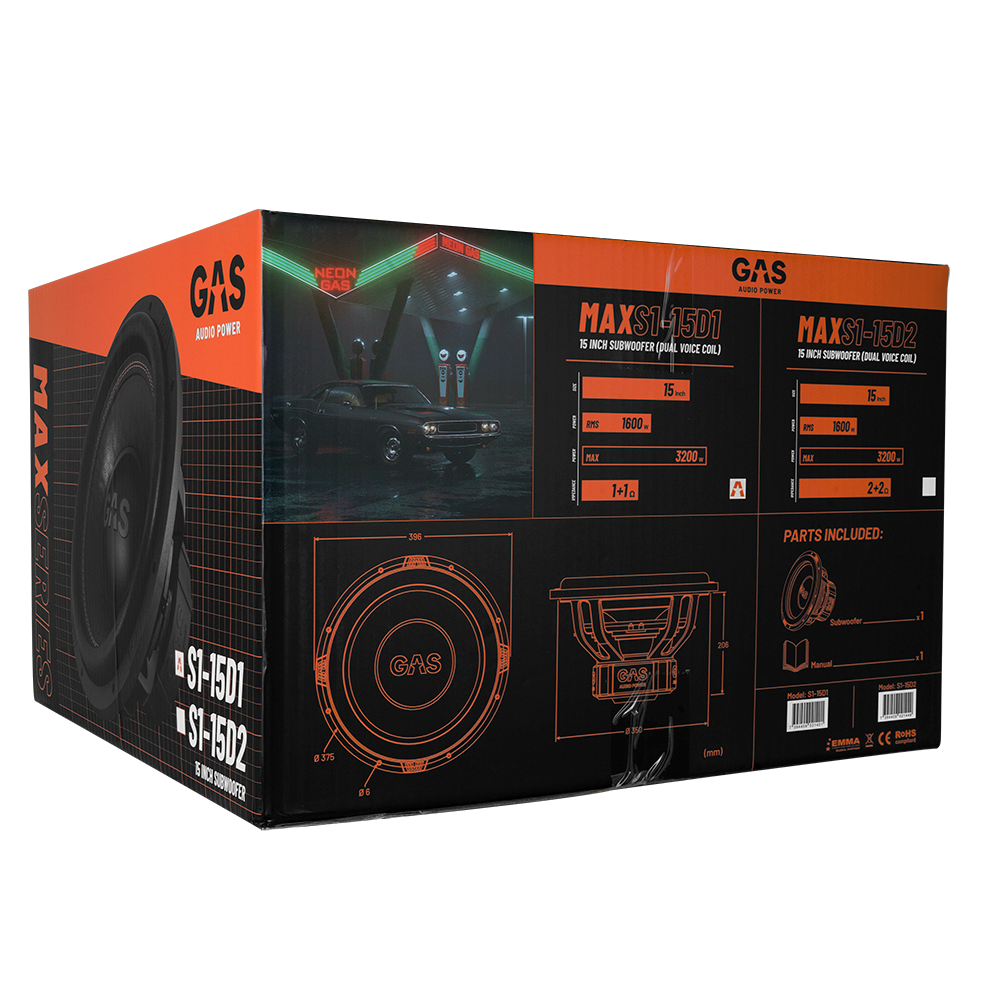 GAS MAX Level 1 Subwoofer 15" 2x1 Ohm - Afbeelding 3