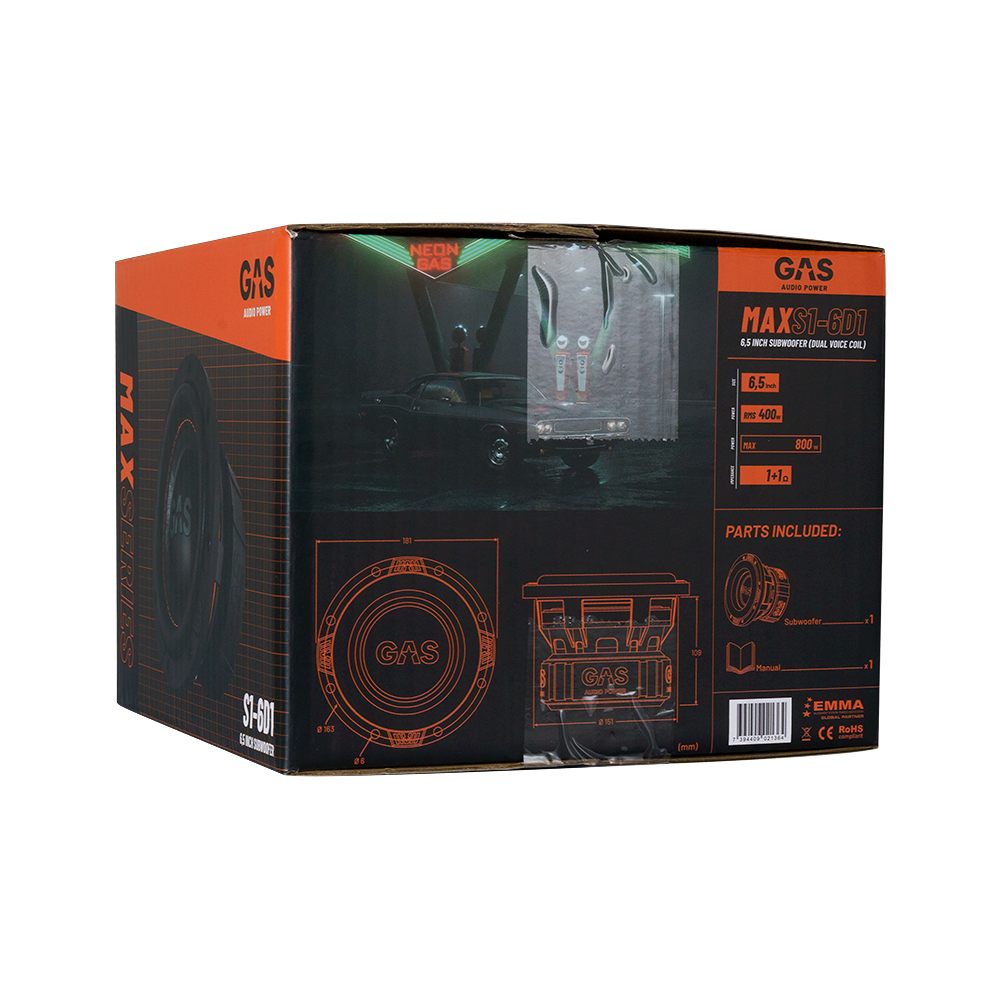 GAS MAX Level 1 Subwoofer 6,5" 2x1 Ohm - Afbeelding 9