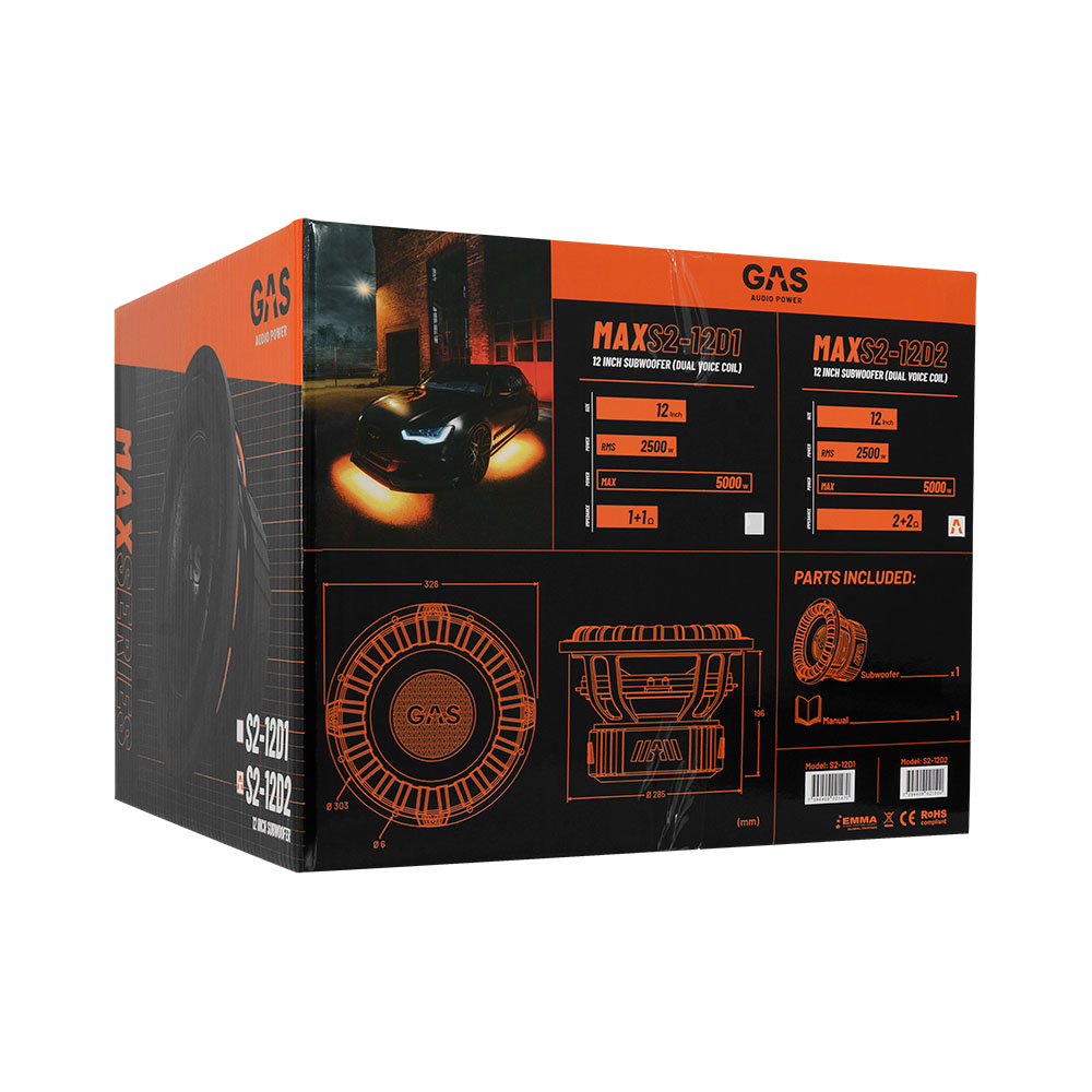 GAS MAX Level 2 Subwoofer 12" 2x1 Ohm - Afbeelding 2