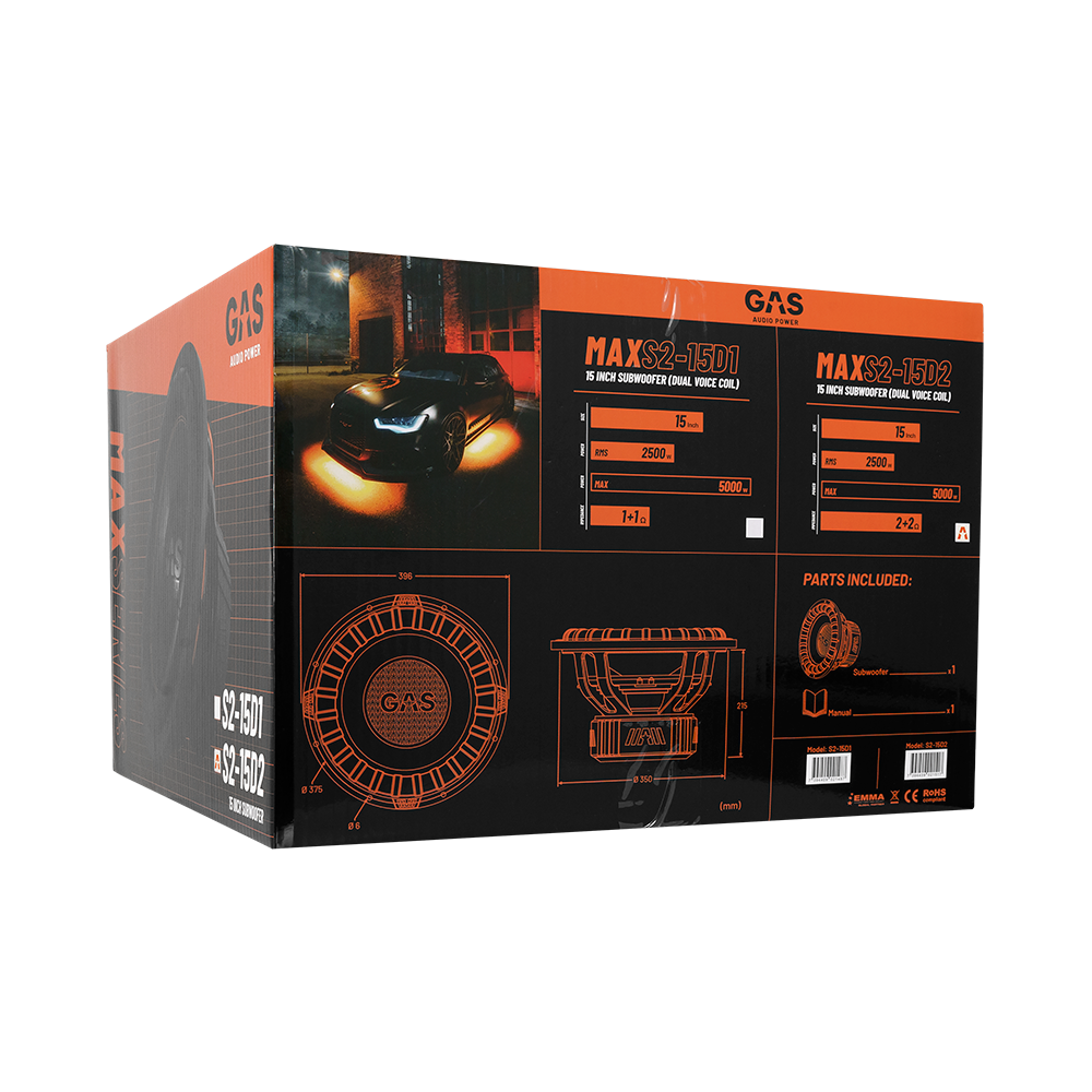 GAS MAX Level 2 Subwoofer 15" 2x2 Ohm - Afbeelding 2