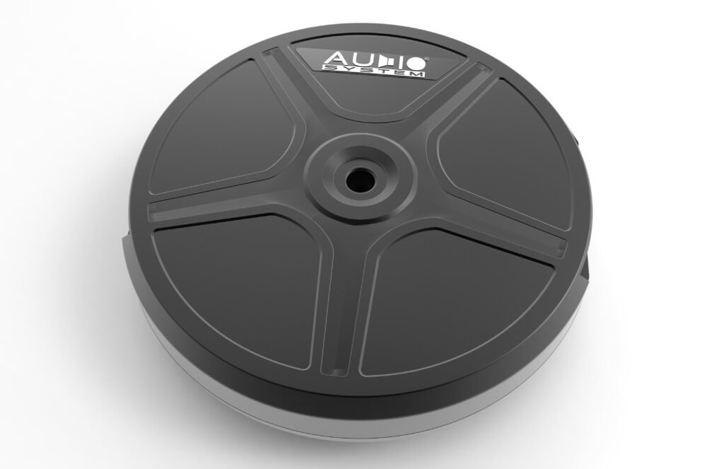 28 cm reservewiel subwoofer in aluminium behuzing met interne monoversterker