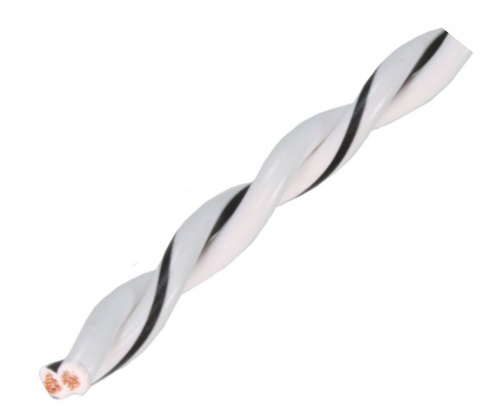 AUDIO SYSTEM Gedraaide luidsprekerkabel. Wit. 2x 0,75mm² . 100 mtr per rol
