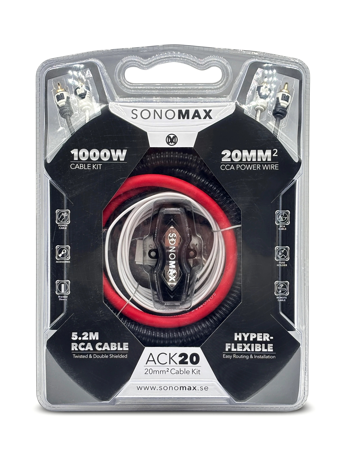 SONO MAX ACK20 – CCA-versterkerkabelset, 20 mm² – mono/tweekanaals - Afbeelding 2