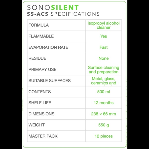 SONO SILENT SS-ACS – isopropylalcohol reinigingsspray, 500 ml - Afbeelding 2