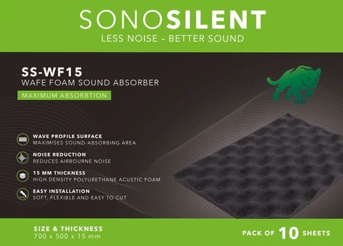 SONO SILENT SS-WF15 – golvend akoestisch foam, 15 mm – 10 platen